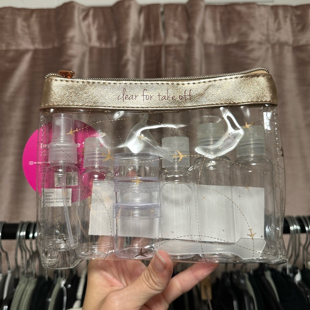 Mi Amica Transparent Toiletry Bag with Gold Accents
